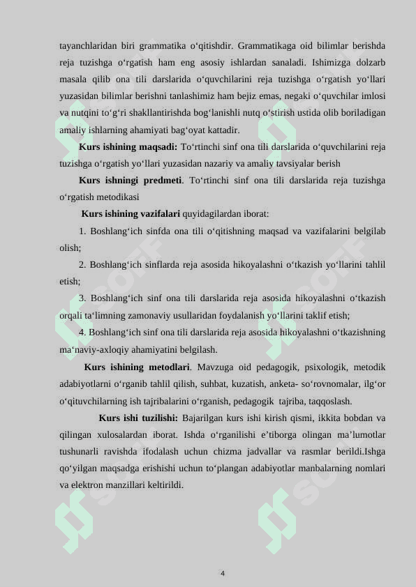 4-sinf ona tili darslarida o‘quvchilarni reja tuzishga o‘rgatish metodikasi 4