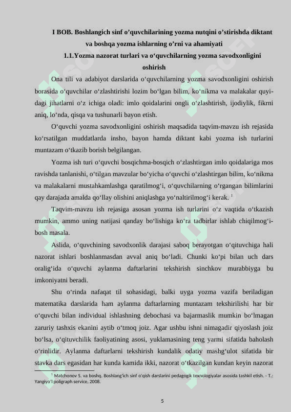 Boshlangich sinf o’quvchilarining yozma nutqini o’stirishda diktant va boshqa yozishmalarning ahamiyati 5
