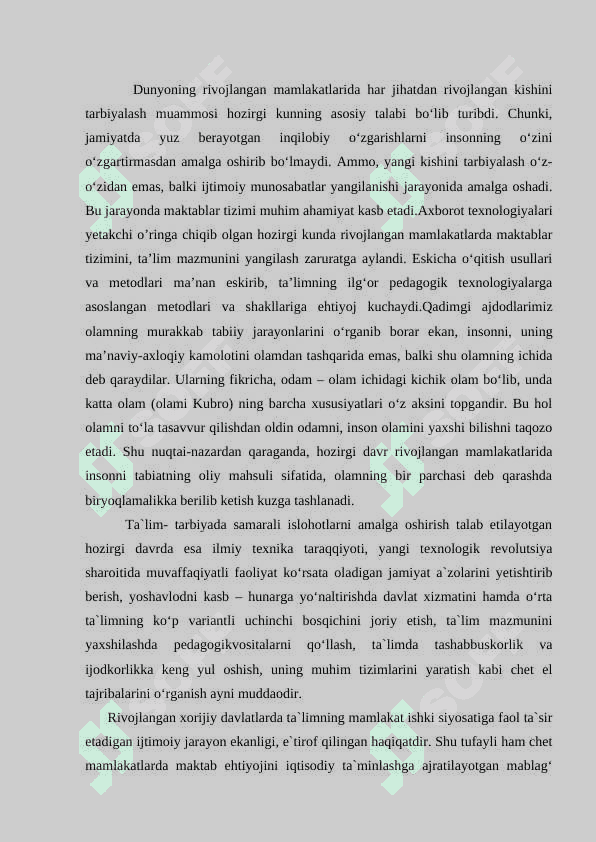 Iqtisodiy rivojlangan davlatlar ta'lim tizimi 2