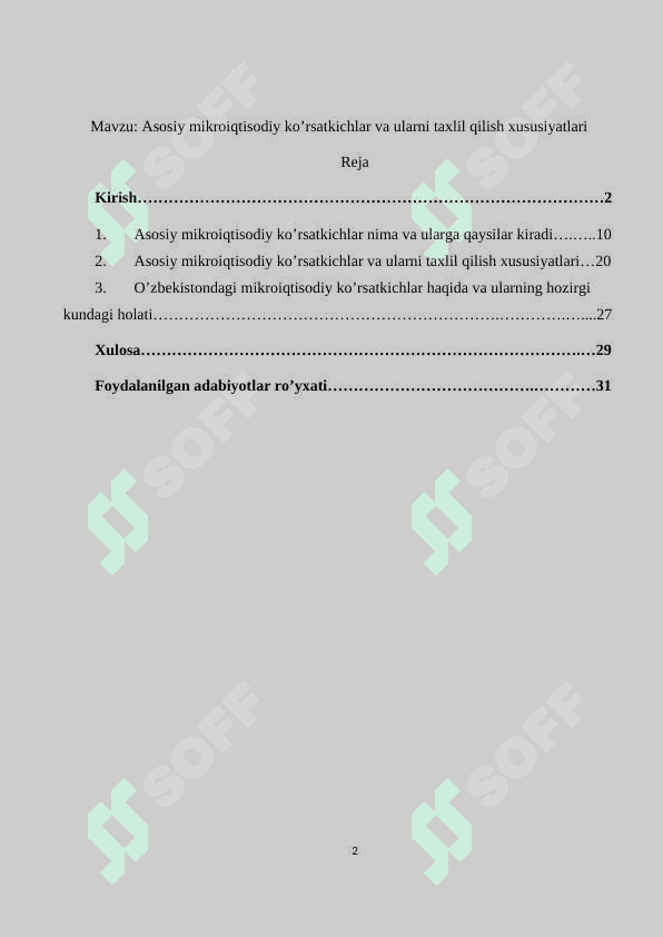 Asosiy mikroiqtisodiy ko’rsatkichlar va ularni taxlil qilish xususiyatlariAsosiy mikroiqtisodiy ko’rsatkichlar va ularni taxlil qilish xususiyatlari 2
