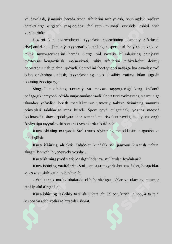 STOL TENNISI O‘YINING TEXNIKASI VA TAKTIKASI 3