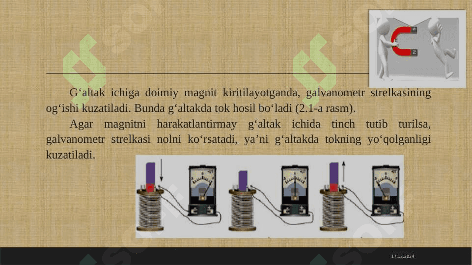 Elektromagnit induksiya 			hodisasi.Induksiya elektr 			yurituvchi kuch 5