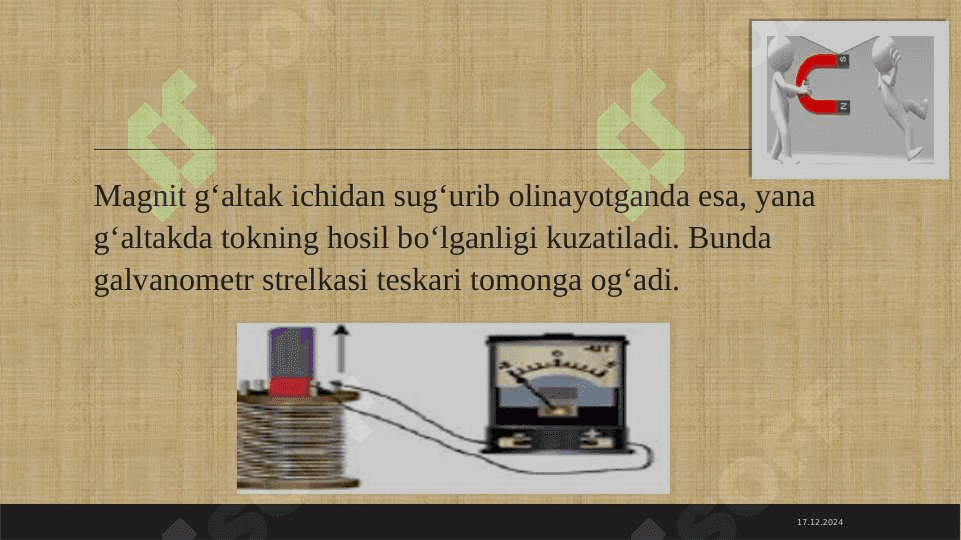 Elektromagnit induksiya 			hodisasi.Induksiya elektr 			yurituvchi kuch 6