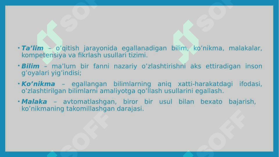 Boshlang’ich ta’lim pedagogikasida ta’lim qonuniyatlari, qoidalari va prinsiplari 7