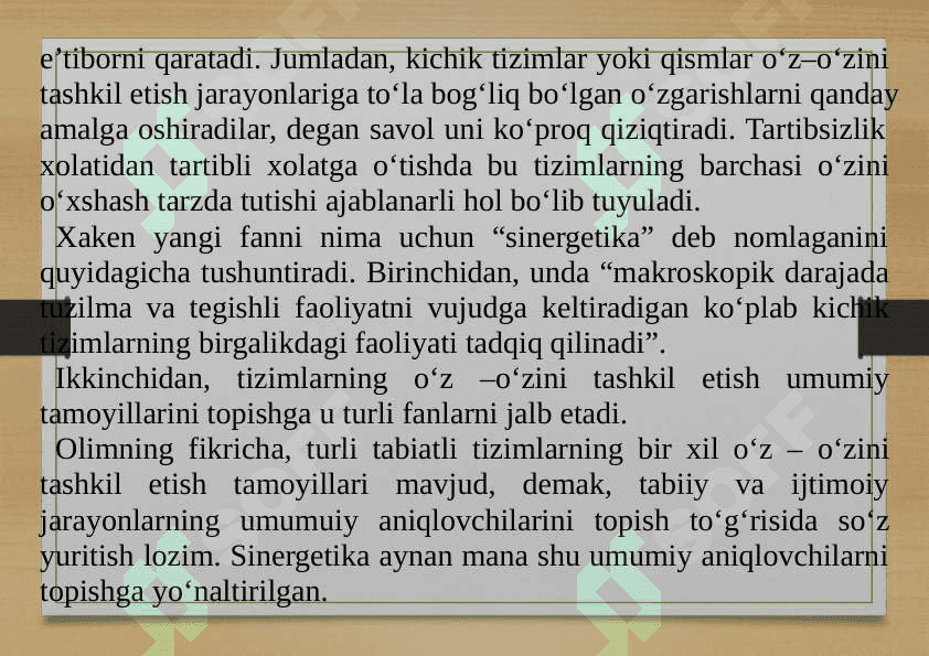 5-MAVZU: Ilmiy tadqiqotda sinergetika muammosi. 5