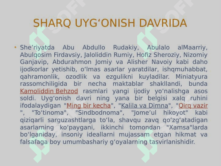 O’rta Osiyoda uyg’onish davri Renessans 6