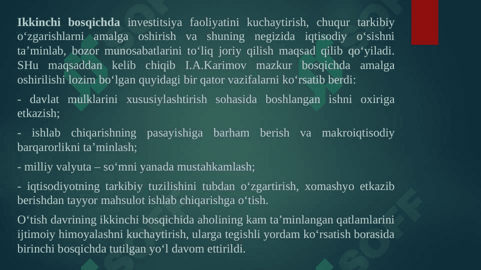 IQTISODIY ISLOHOTLAR, XUSUSIY MULKCHILIKNING SHAKLLANISHI. O’ZBEKISTONDA BOZOR MUNOSABATLARINING RIVOJLANISHI 7