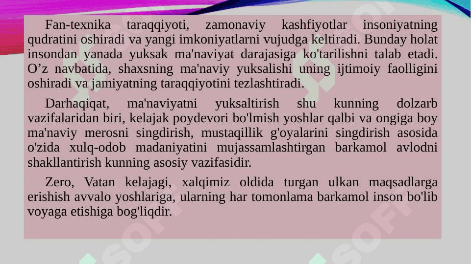 MUSTAQILLIK YILLARIDA O‘ZBEKISTONNING MA’NAVIY VA MADANIY TARAQQIYOTI 4
