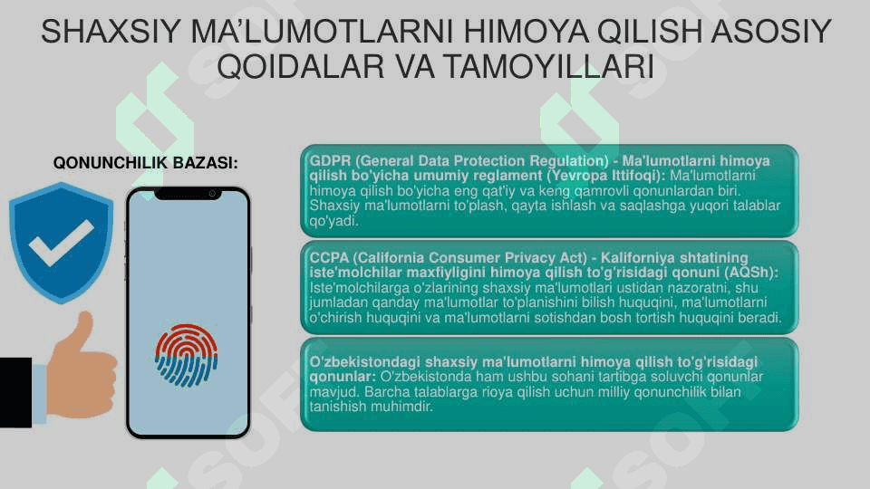 KOMPYUTER DASTURLARI VA  AXBOROT TIZIMLARIDA SHAXSIY  AXBOROTLARNING HIMOYASINI  TA’MINLASH 5