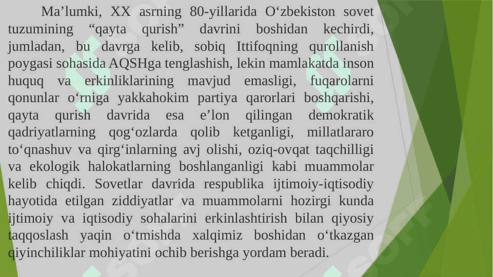 Mustaqillikka erishish arafasida O’zbekistondagi ijtimoiy-siyosiy jarayonlar 3
