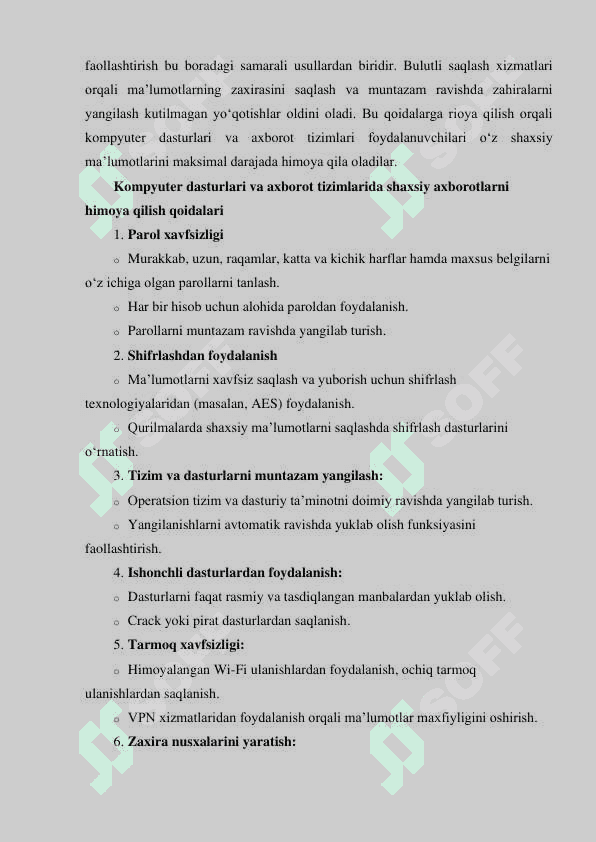 KOMPYUTER DASTURLARI VA  AXBOROT TIZIMLARIDA SHAXSIY  AXBOROTLARNING HIMOYASINI  TA’MINLASH 2