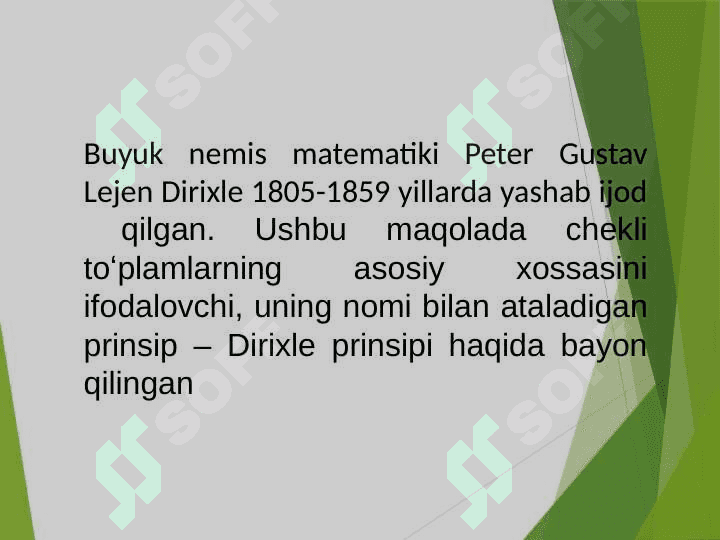 Dirixle teoremasi.Ratsional sonlarni chekli zanjir kasr koʻrinishida ifodalash. 5