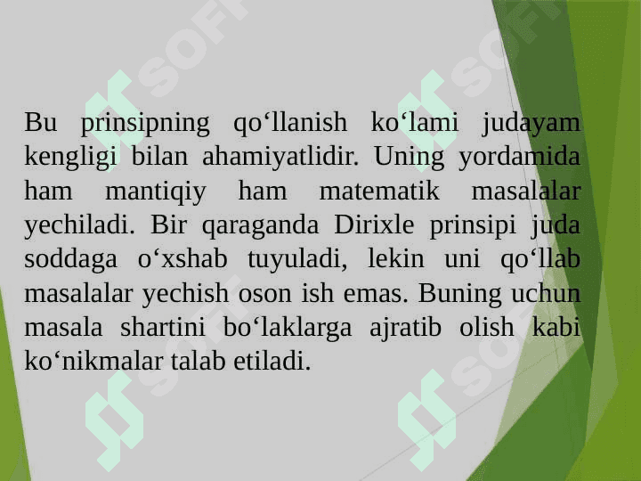 Dirixle teoremasi.Ratsional sonlarni chekli zanjir kasr koʻrinishida ifodalash. 7