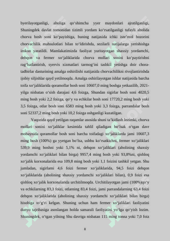 O‘ZBEKISTONDA QORAMOLCHILIKNI RIVOJLANTIRISH ISTIQBOLLARI 8