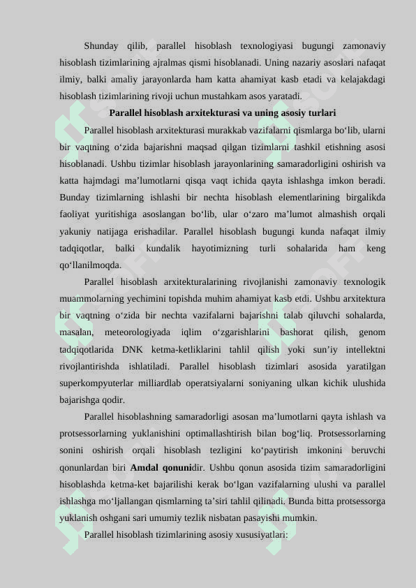 Parallel hisoblash va uning kompyuterni tashkil etishdagi ahamiyati 7