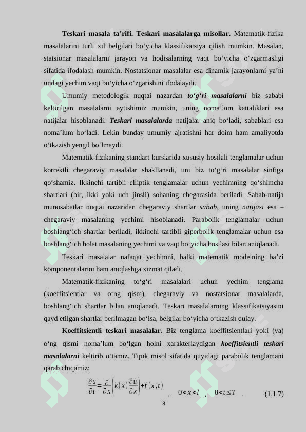Nokorrekt masalalar uchun ayirmali sxemalar 1