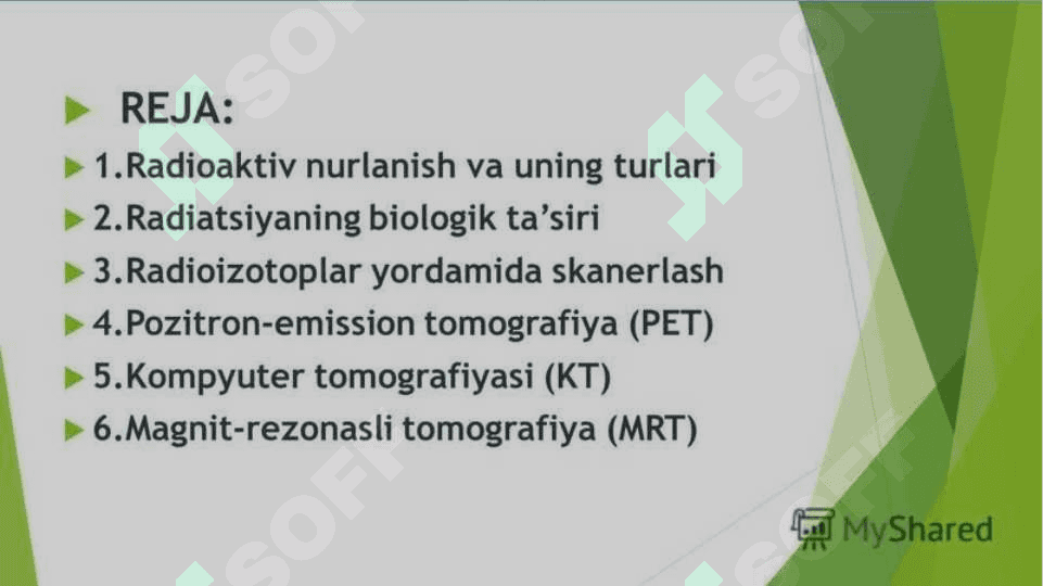 YADRO KIMYOSINING  TIBBIYOTDAGI O’RNI 2