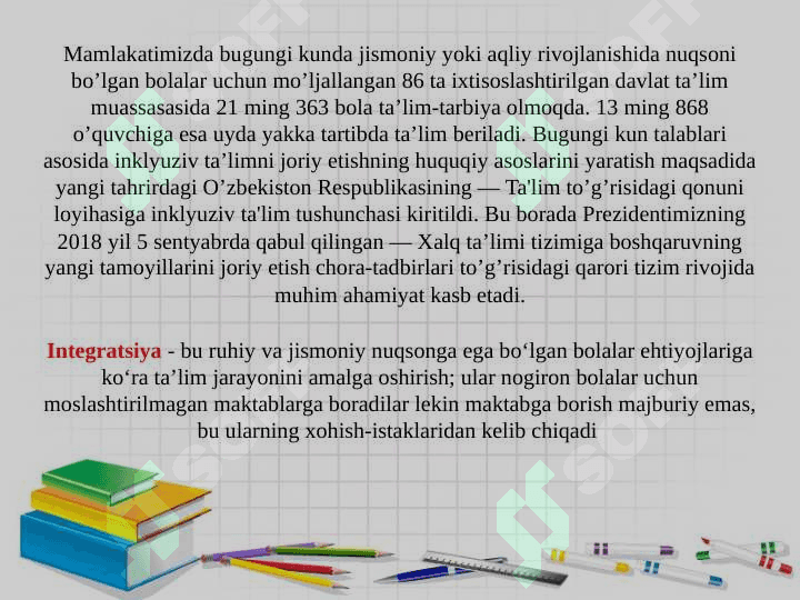 Inklyuziv taʼlimning butun jahonda eʼtirof etilishining mohiyati va bu talim tizimining barcha uchun ochiqligi tamoyili 2
