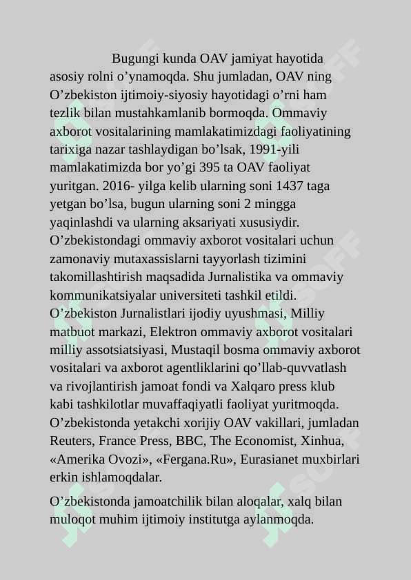 Oʻzbekiston  Respublikasida ommaviy axborot vositalari. 2