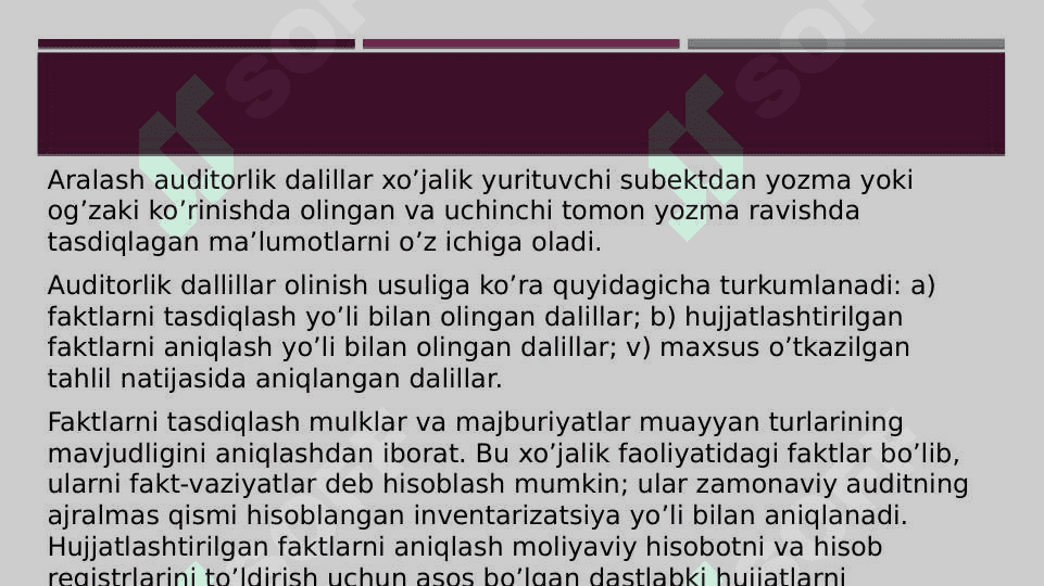 Auditorlik dalillar 6