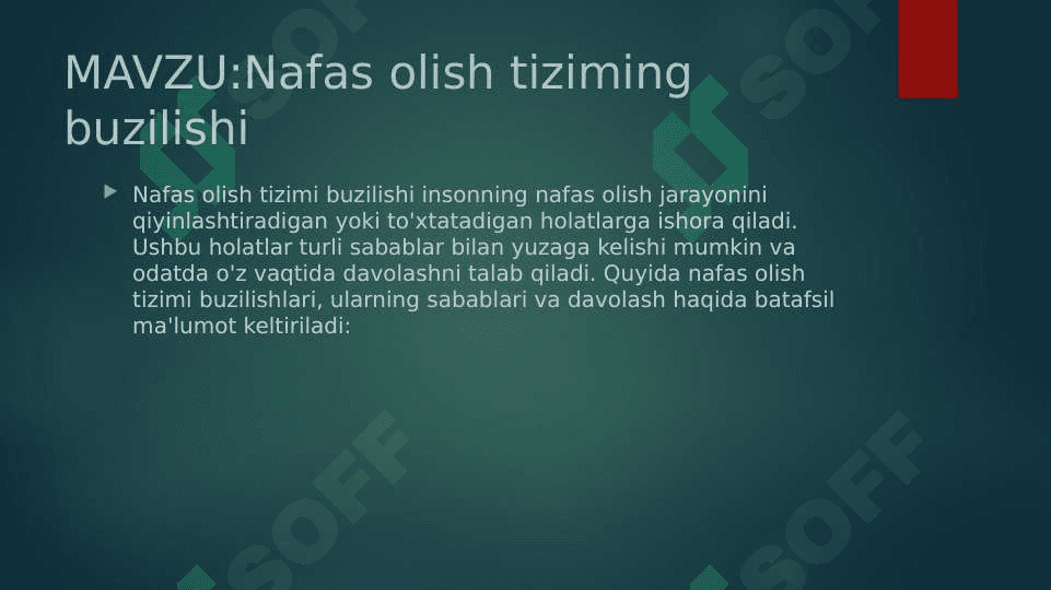 Nafas olish tizimining buzilishi 2