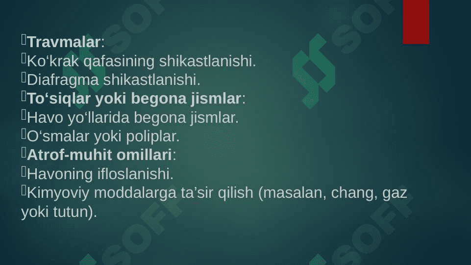 Nafas olish tizimining buzilishi 4