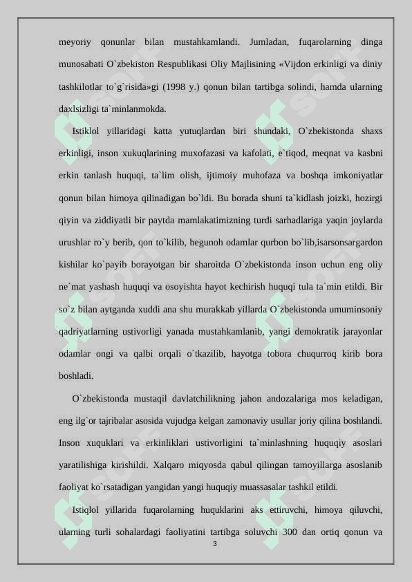 KONSTITUTSIYANING HAR BIR NORMASI HUQUQIY DEMOKRATIK DAVLAT QURISH MASALALARI 3