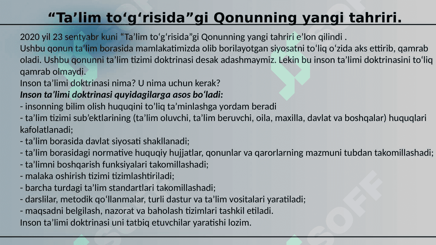 "Ta'lim toʻgʻrisida"gi qonunning mohiyati. 3