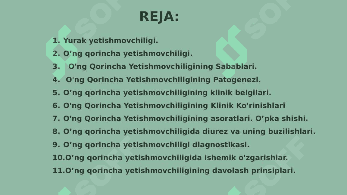 O’ng qorincha yetishmovchiligining gemodinamikasi. 2