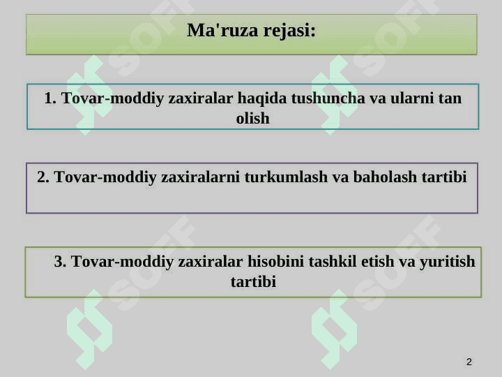 TOVAR-MODDIY ZAXIRALAR HISOBI 2