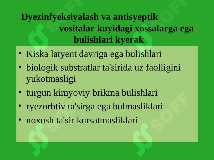 Antiseptik va dezinfeksiyalash vositalari 5