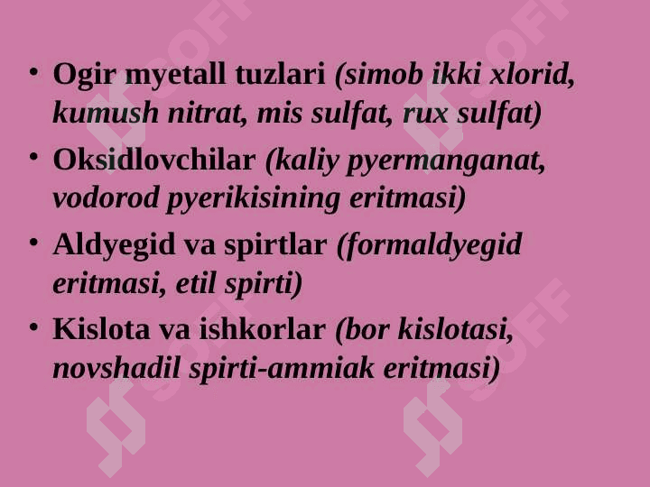 Antiseptik va dezinfeksiyalash vositalari 7