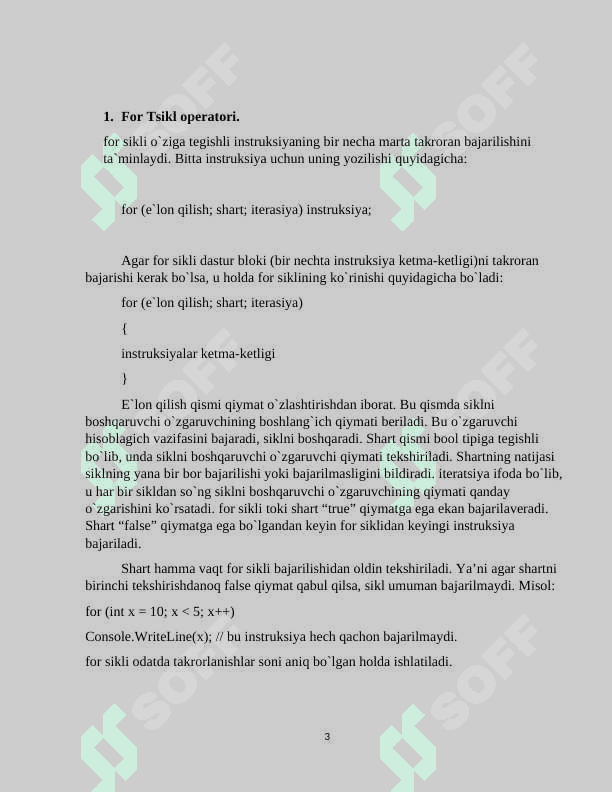 Takrorlash operatorlari 3