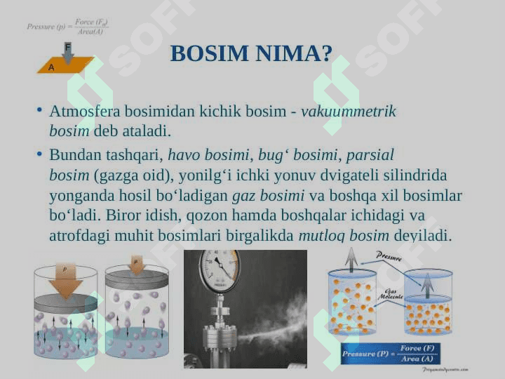 Bosim va uning o’lchov birliklari. 3