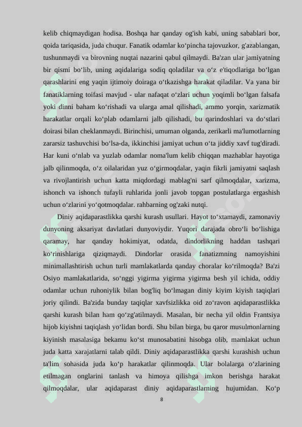 Diniy fanatizmning din psixologiyasida  o‘rganilishi 8