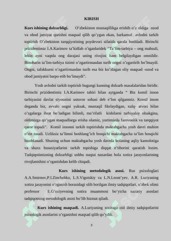 A. R Luriyaning xotiraga doir tadqiqotlari 3