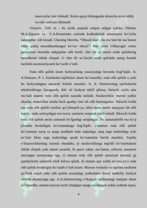 A. R Luriyaning xotiraga doir tadqiqotlari 8