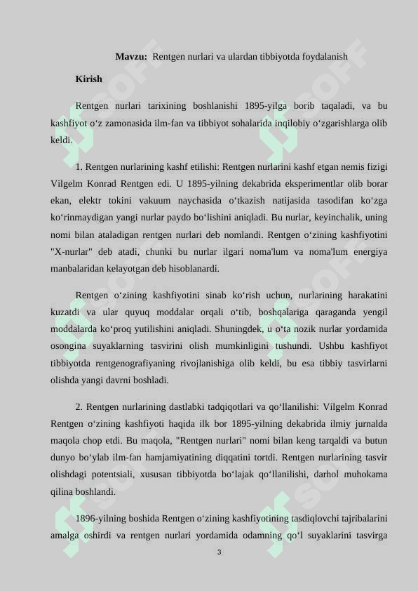 Rentgen nurlari va ulardan tibbiyotda foydalanish 3