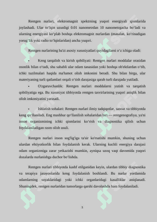 Rentgen nurlari va ulardan tibbiyotda foydalanish 5