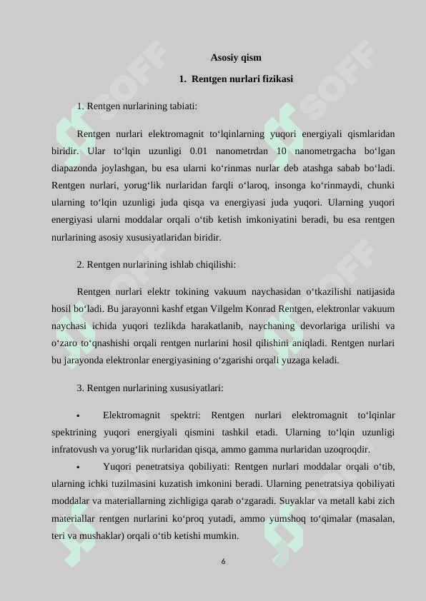 Rentgen nurlari va ulardan tibbiyotda foydalanish 6
