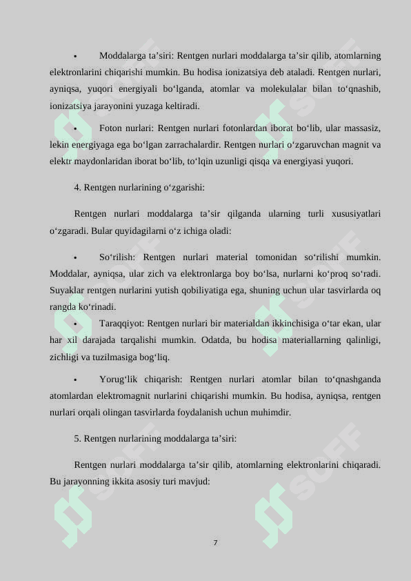 Rentgen nurlari va ulardan tibbiyotda foydalanish 7