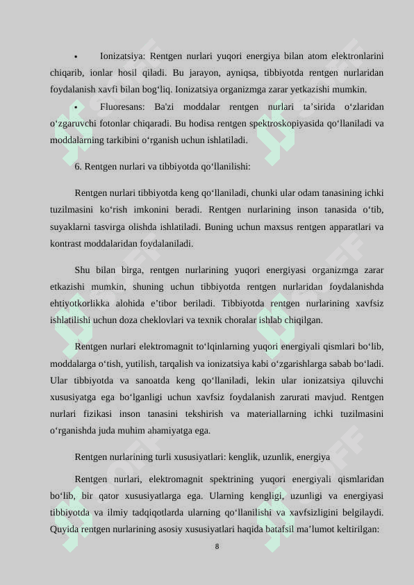 Rentgen nurlari va ulardan tibbiyotda foydalanish 8