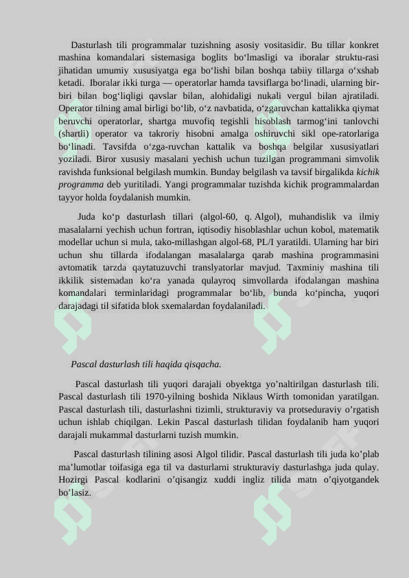 Dasturlash tizimlari 2