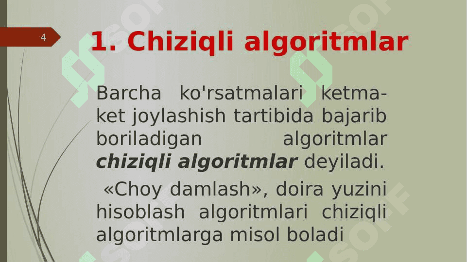 Algoritm va dasturlash, algoritmning asosiy turlari. 4