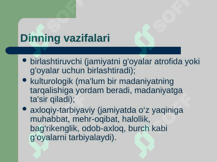 Falsafiy dunyoqarash, uning xususiyatlari va asosiy tamoyillari. 8
