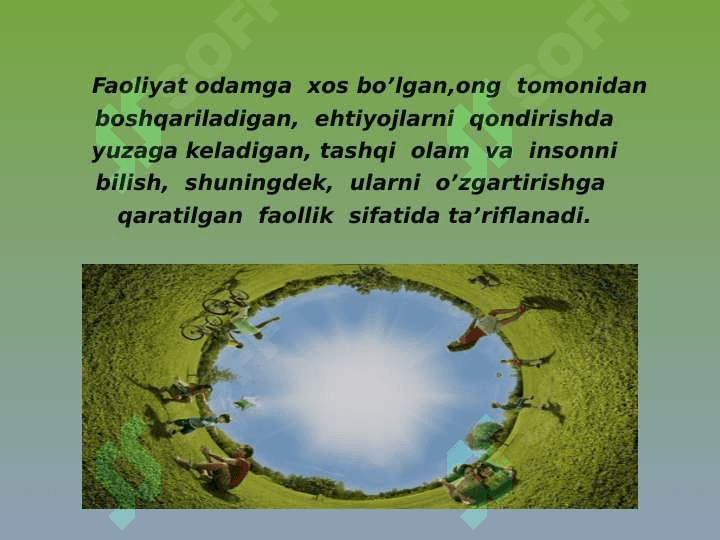 FAOLIYAT  VA  UNING TUZILISHI 2