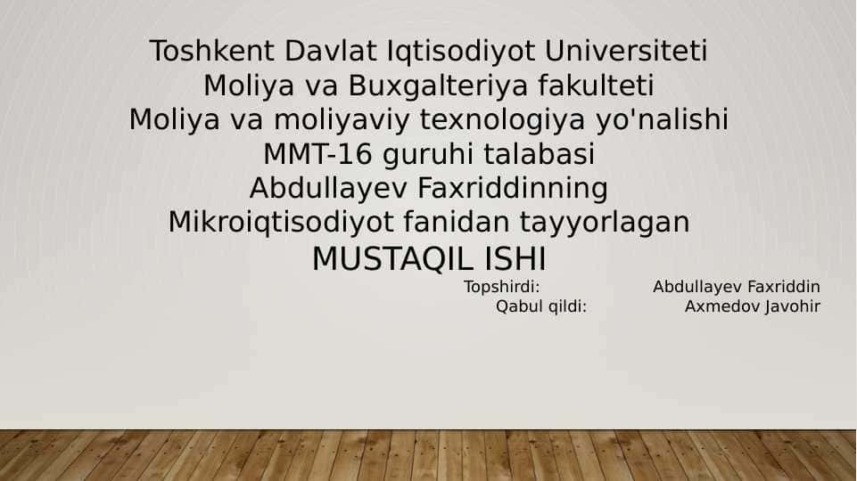 Firma foydasini aniqlash va uni maksimallashtirish 1