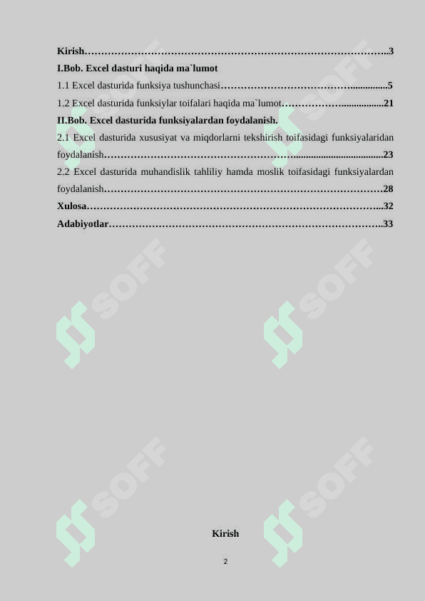 Excel dasturida kredit sohasiga oid funksiyalardan foydalanish. Moliyaviy taoifasidan foydalanish 2