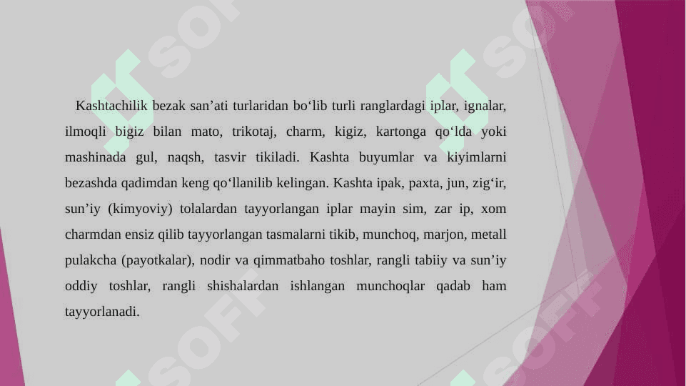 Buyumlarni kashtalar bilan bezatish 2