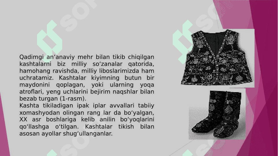 Buyumlarni kashtalar bilan bezatish 4